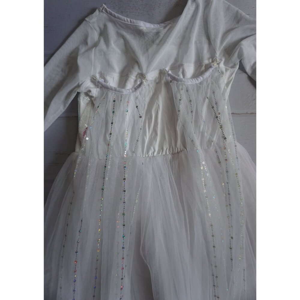 Frozen Elsa Girls White Sequined Gown w/ Trail – Size 150 (US Girls 10-12) - Picture 9 of 9